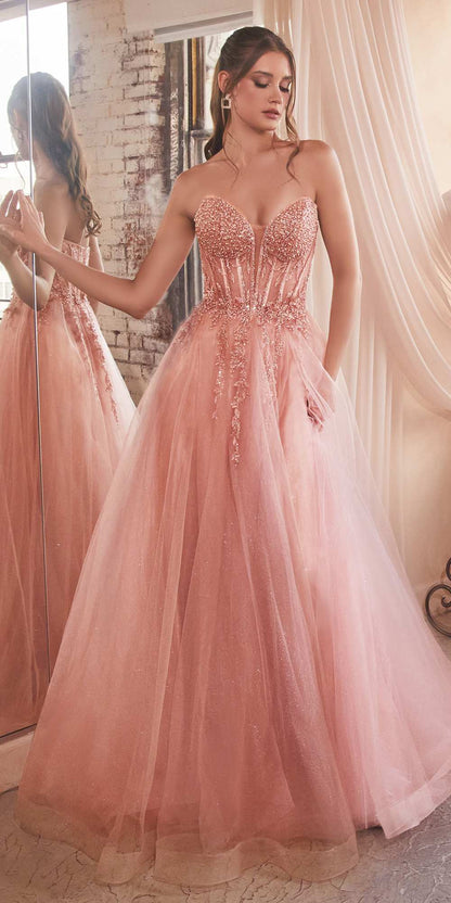 Ladivine CD0230W Long Strapless Layered Tulle Bridal Gown by DiscountDressShop