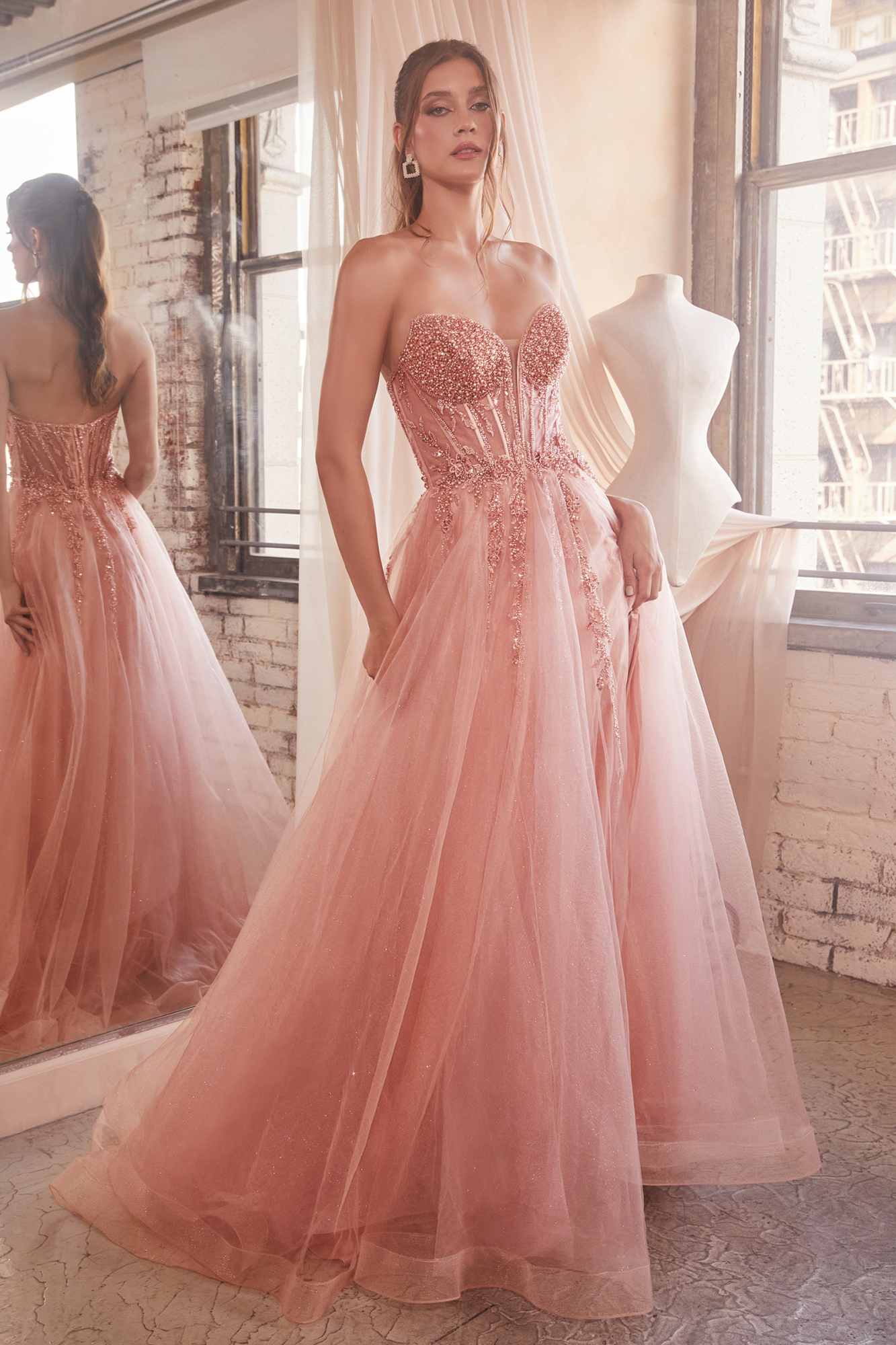 Ladivine CD0230W Long Strapless Layered Tulle Bridal Gown by DiscountDressShop