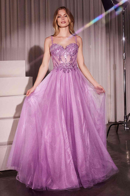 Ladivine CD0234 Long Lace and Tulle A-Line Ball Gown by DiscountDressShop