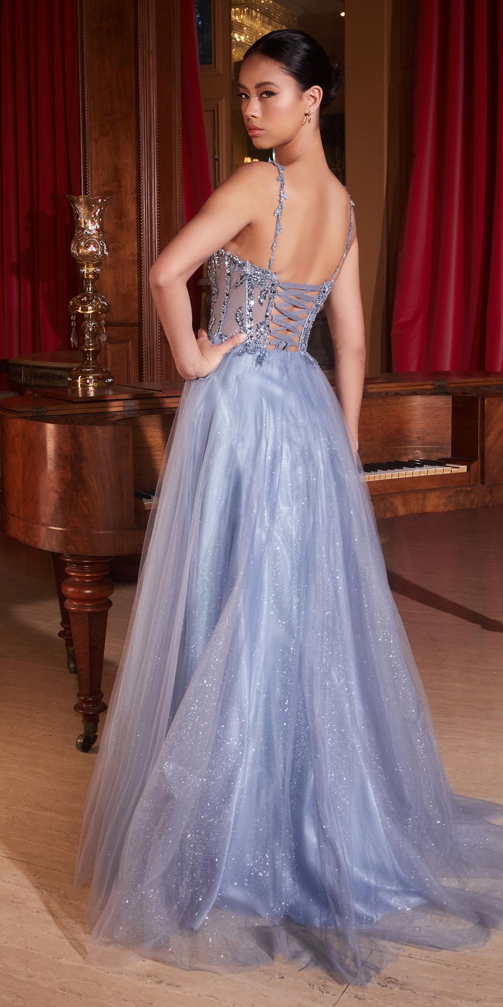 Ladivine CD0234 Long Lace and Tulle A-Line Ball Gown by DiscountDressShop