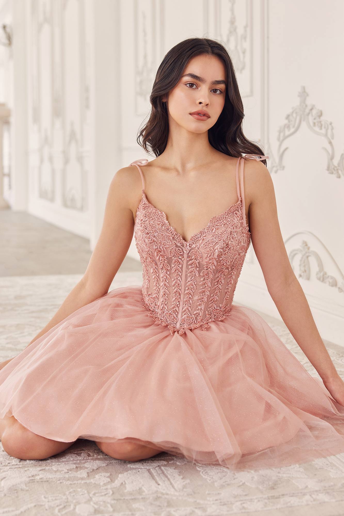 Ladivine CD0236 Short A-Line Tulle Homecoming Dress by DiscountDressShop