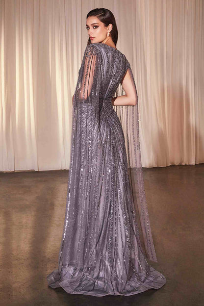 Ladivine CD0239 Long Sleeve Fully Beaded Sheath Gown by DiscountDressShop