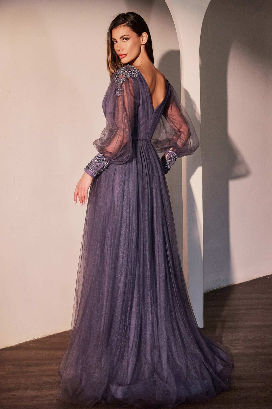 Ladivine CD0938 Long Sleeve Mother of Bride A-Line Dress by DiscountDressShop