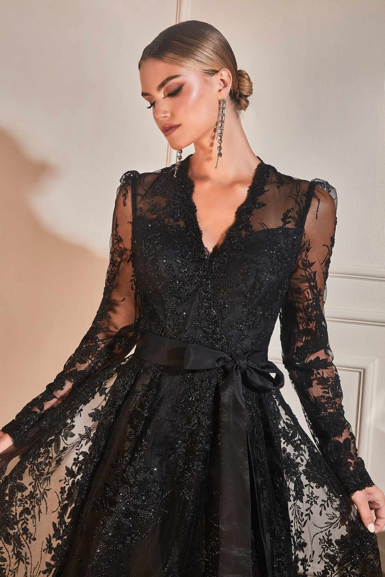 Cinderella Divine CD233 Long Sleeve Embellished Ball Gown by DiscountDressShop