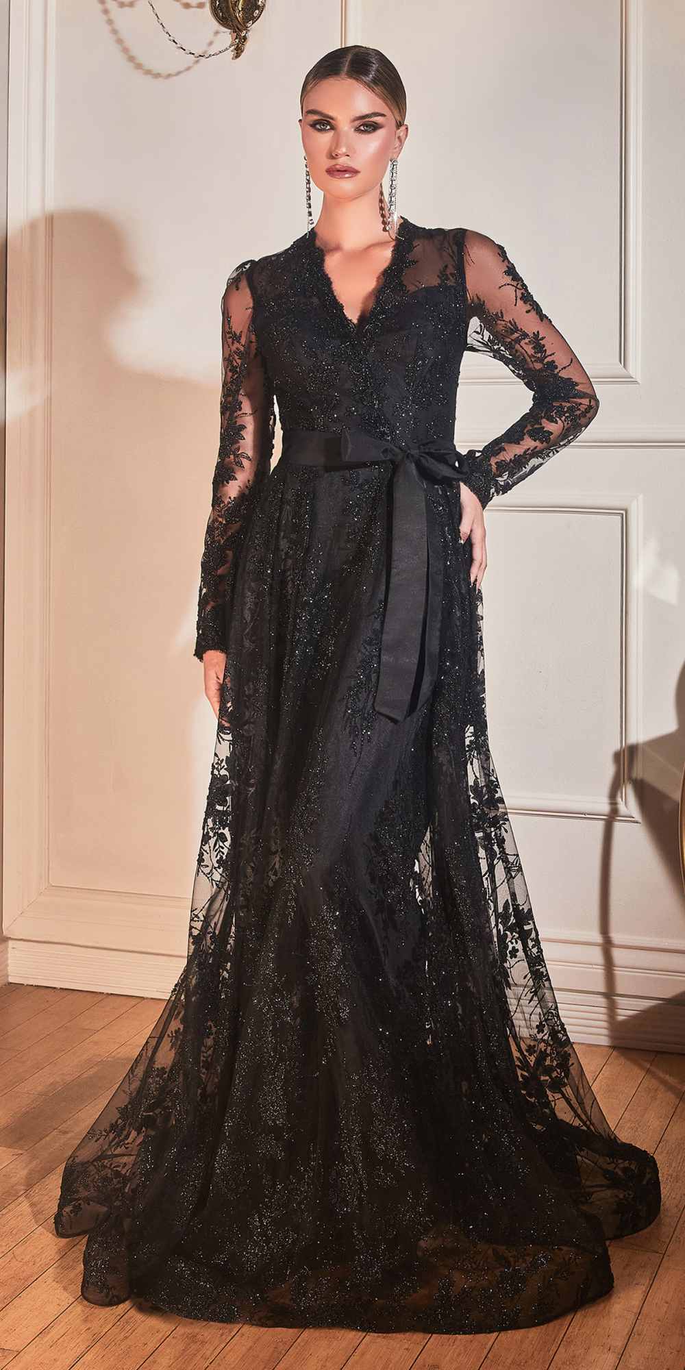 Cinderella Divine CD233 Long Sleeve Embellished Ball Gown by DiscountDressShop