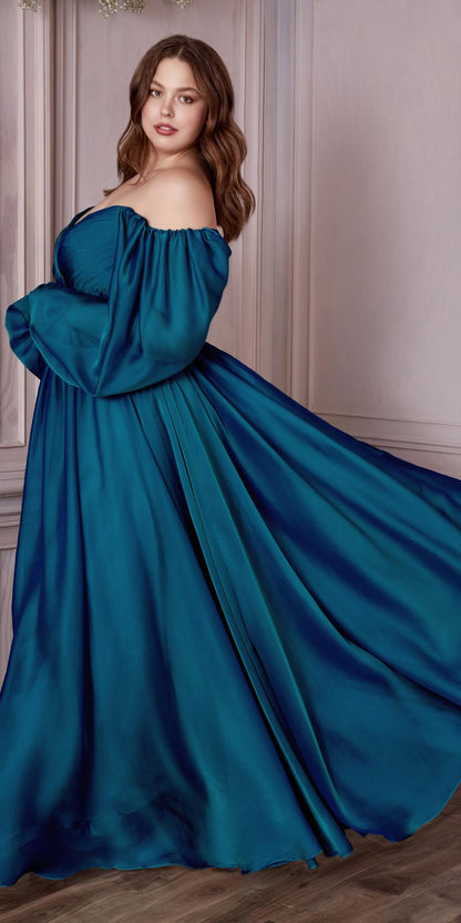 Cinderella Divine CD243C Long Sleeve A-Line Chiffon Dress by DiscountDressShop