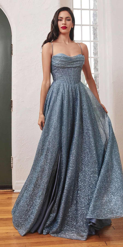 Ladivine CD252 Floor Length Lace Up Glitter A-Line Ball Gown by DiscountDressShop
