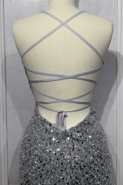 Ladivine CD258 Floor Length Iridescent Fitted Sequin Gown by DiscountDressShop