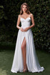 Ladivine CD337W Long A-Line Slit Satin Bustier Dress by DiscountDressShop