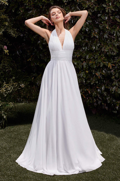Ladivine CD372W Dress Satin Halter Neckline A-Line Bridal Gown by DiscountDressShop
