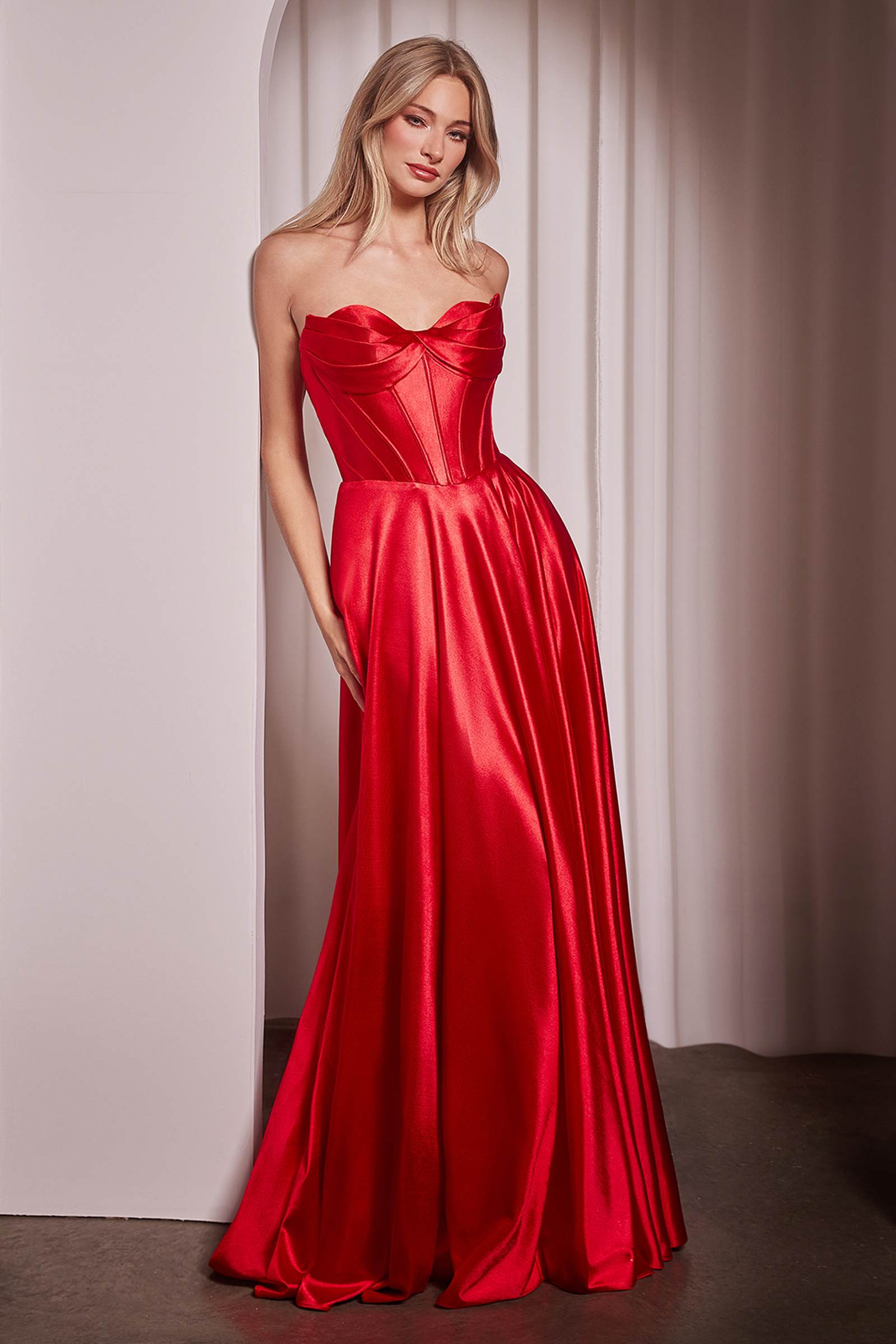 Ladivine CD378 Dress Strapless Satin A-Line Gown by DiscountDressShop
