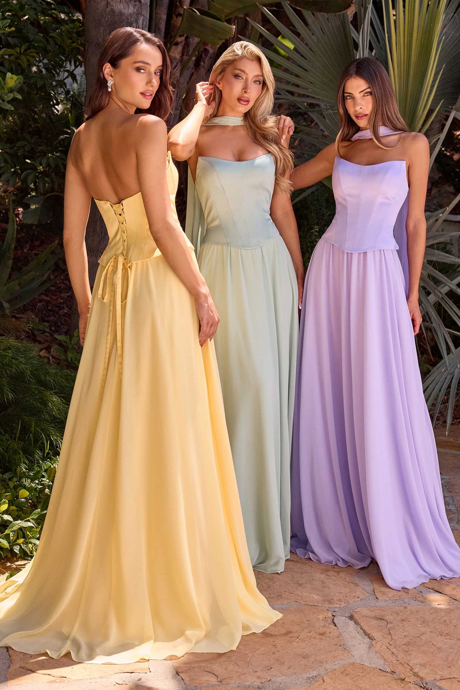 Ladivine CD386 Strapless Curved Neckline Boned Bodice A-line Gown by DiscountDressShop