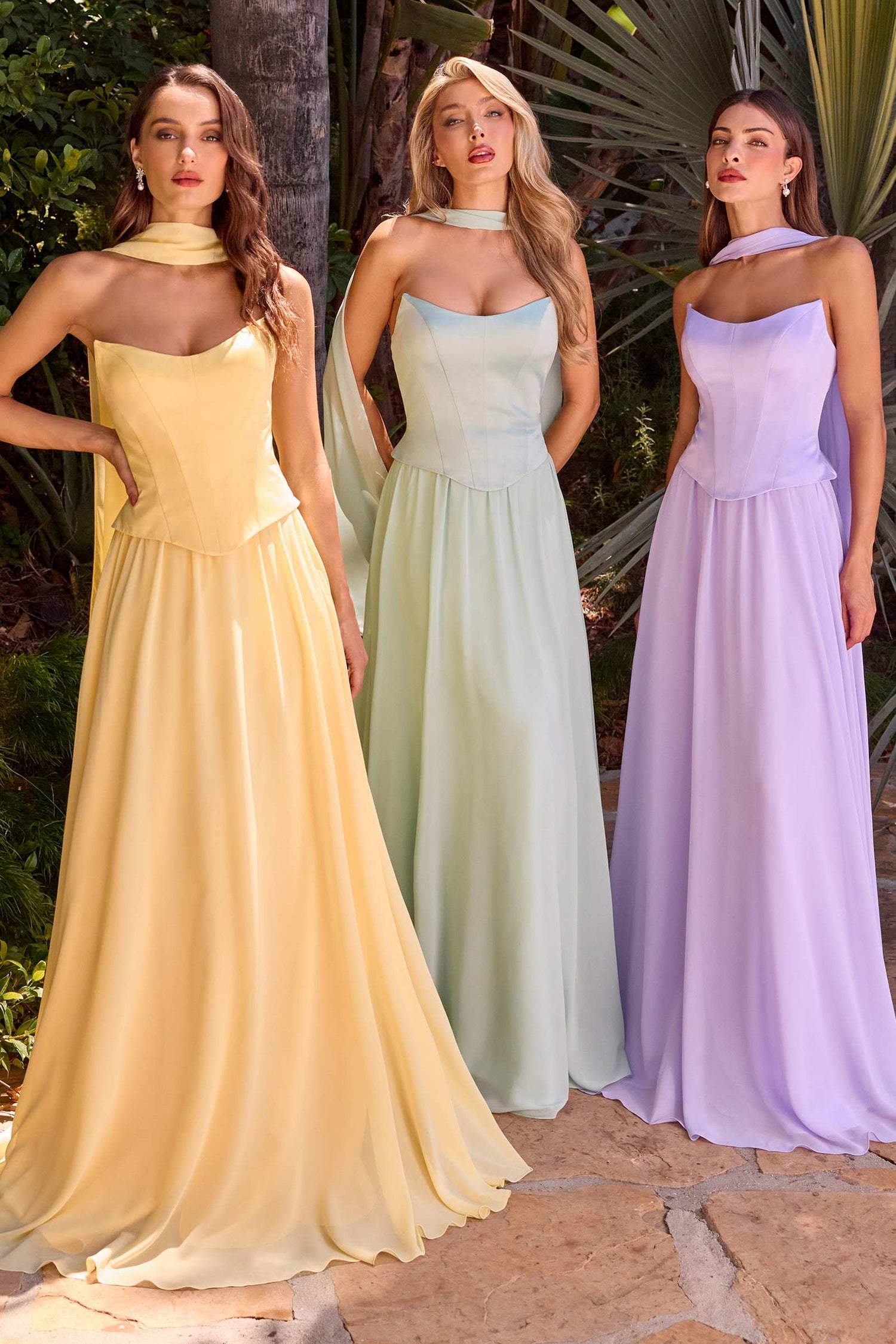 Ladivine CD386 Strapless Curved Neckline Boned Bodice A-line Gown by DiscountDressShop
