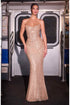 Ladivine CD396 Strapless Draped Neck Shimmering Sequin Fitted Formal Gown by DiscountDressShop