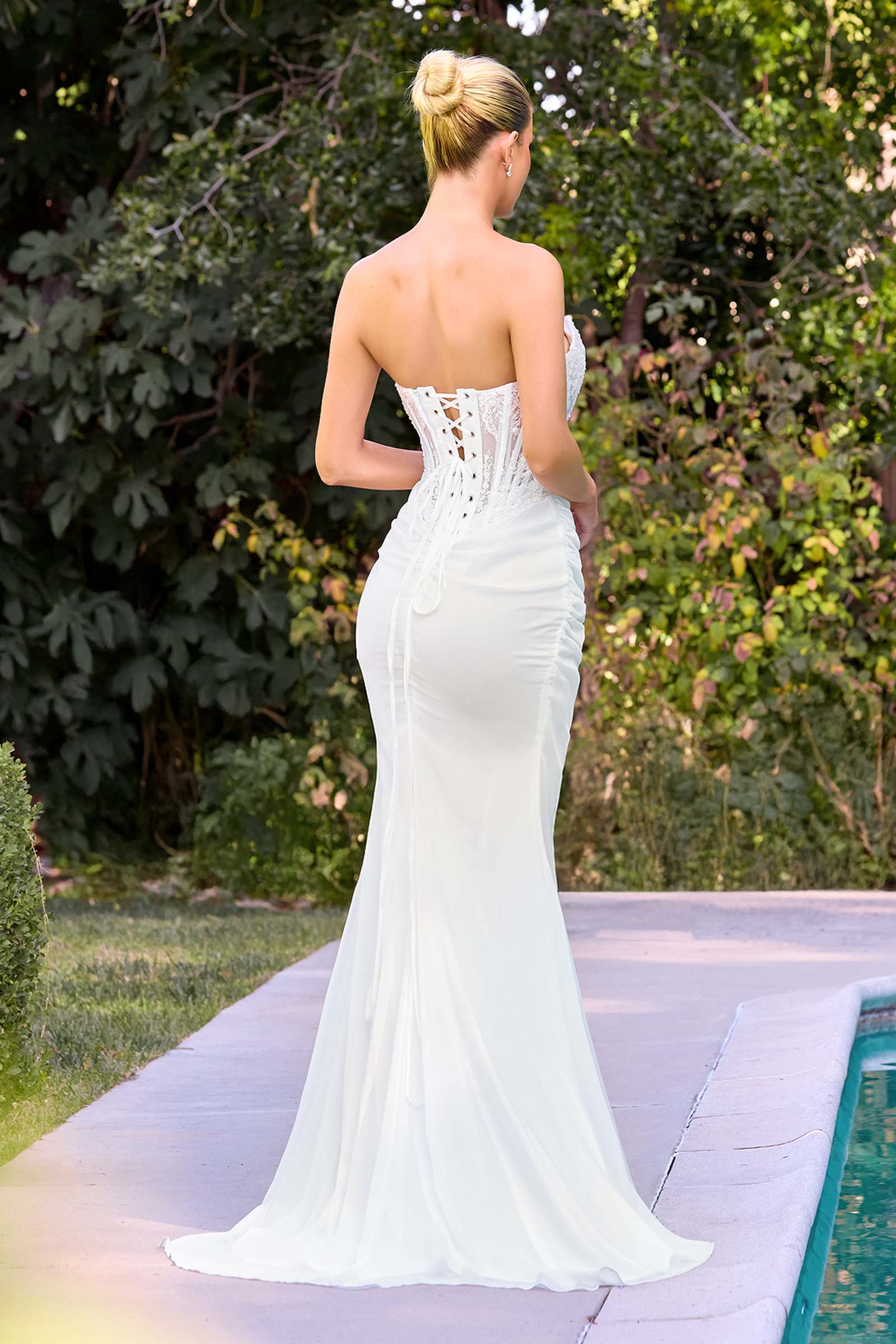 Ladivine CD683W Modern Strapless Fitted Bridal Gown by DiscountDressShop