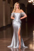Ladivine CD688 Luxurious Stretch Satin Off Shoulder Fitted Evening Gown by DiscountDressShop