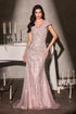 Ladivine CD698 Long Cap Sleeve Mother of the Bride V-Neckline Dress by DiscountDressShop