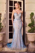 Ladivine CD713 Strapless Sweetheart Floral Beadwork Fitted Gown by DiscountDressShop