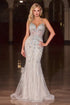 Ladivine CD716 Long Fitted Glamour Gown Halter Strap Crystal Embellishments by DiscountDressShop