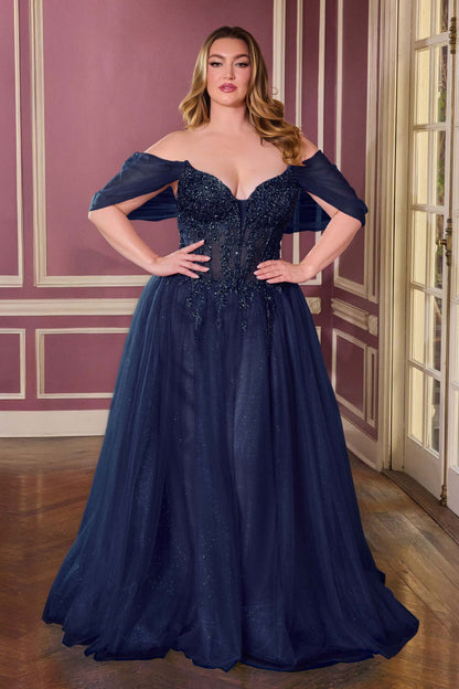 Ladivine CD721C Strapless A-Line Sweetheart Corset Bodice Plus Size Dress by DiscountDressShop