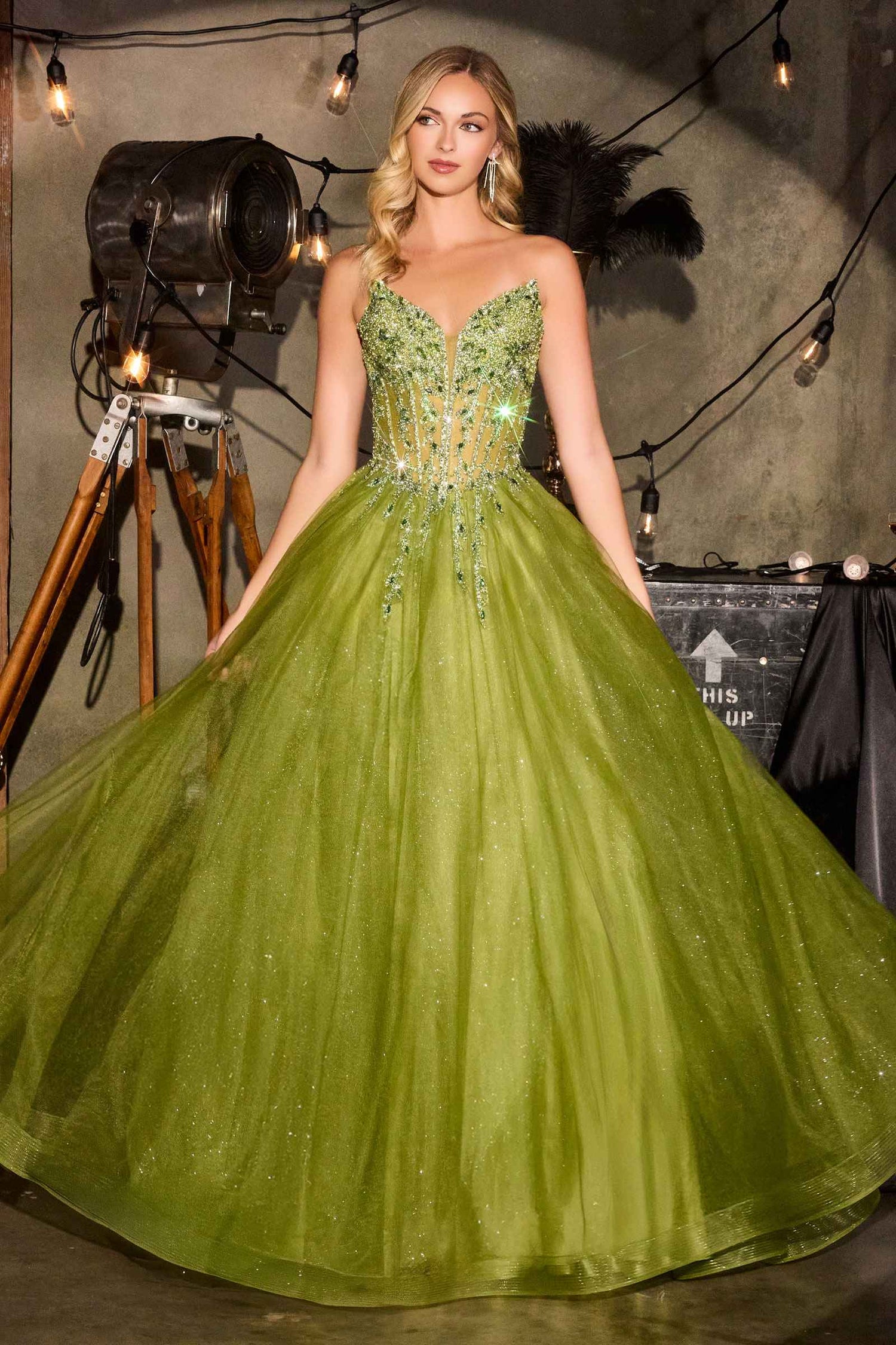 Ladivine CD721 Strapless A-Line Sweetheart Corset Bodice Formal Dress by DiscountDressShop