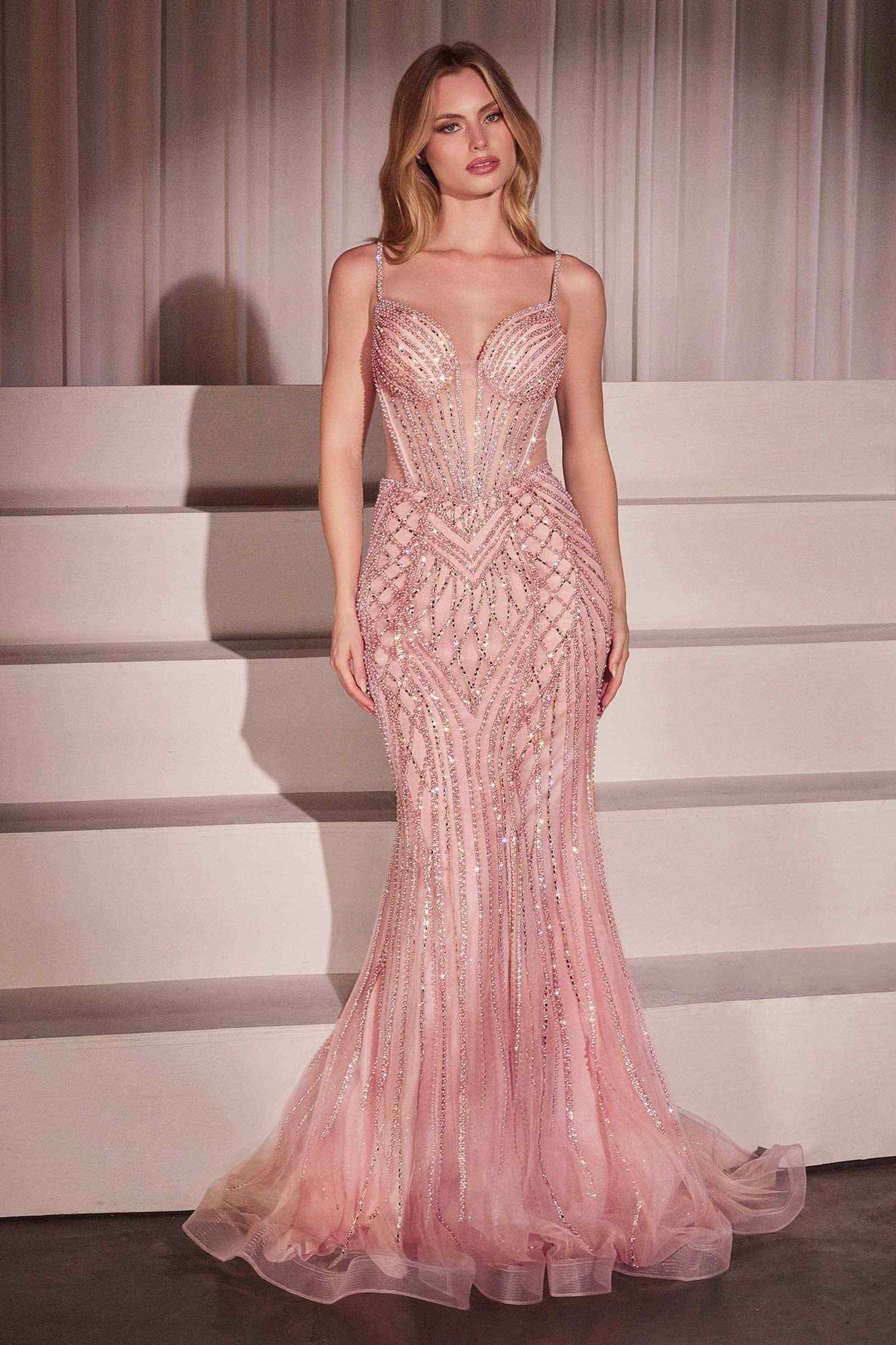 Ladivine CD759 Embellished Fit &amp; Flare Prom Dress by DiscountDressShop