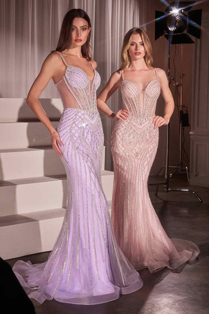 Ladivine CD759 Embellished Fit &amp; Flare Prom Dress by DiscountDressShop