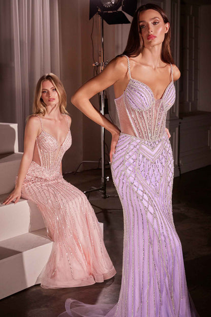 Ladivine CD759 Embellished Fit &amp; Flare Prom Dress by DiscountDressShop