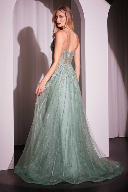 Ladivine CD786 Dress Crystal Embellished A-Line Tulle Gown by DiscountDressShop