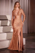 Ladivine CD788 Dress Long Sleeve Stretch Satin Embellished Gown by DiscountDressShop