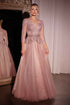Ladivine CD789 Dress Three Quarter Sleeve Lace & Tulle A-Line Gown by DiscountDressShop
