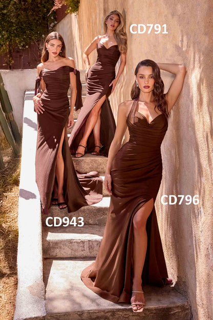 Ladivine CD943 Fitted Stretch Jersey Long Formal Dress Off Shoulder by DiscountDressShop