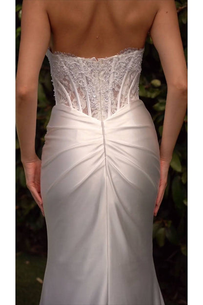 Ladivine CD797W Dress Strapless Sweetheart Satin Wedding Gown by DiscountDressShop