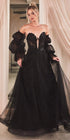 Ladivine CD830 Long Strapless Ball Gown with Removable Sleeves by DiscountDressShop