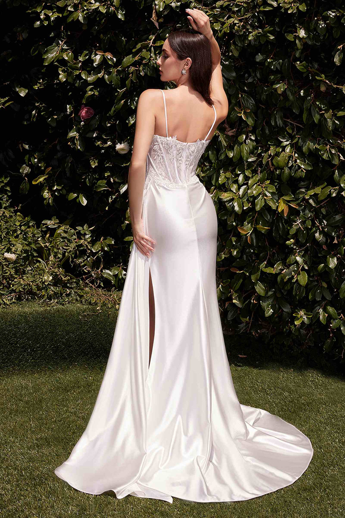 Ladivine CD868W Long Fitted Satin &amp; Lace Bridal Dress by DiscountDressShop