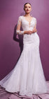 Cinderella Divine CD951W Lace Mermaid Gown With Long Illusion Sleeves by DiscountDressShop