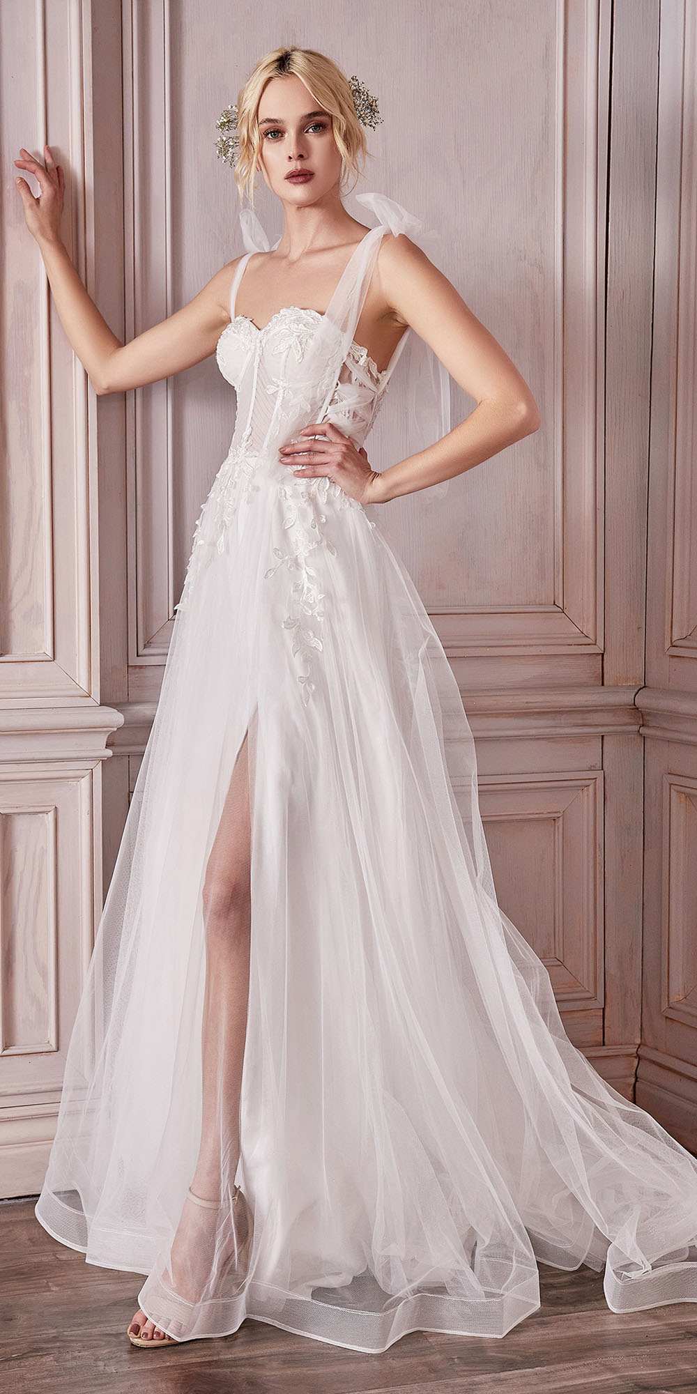 Cinderella Divine CD964W A-Line Boned Bodice Wedding Gown by DiscountDressShop