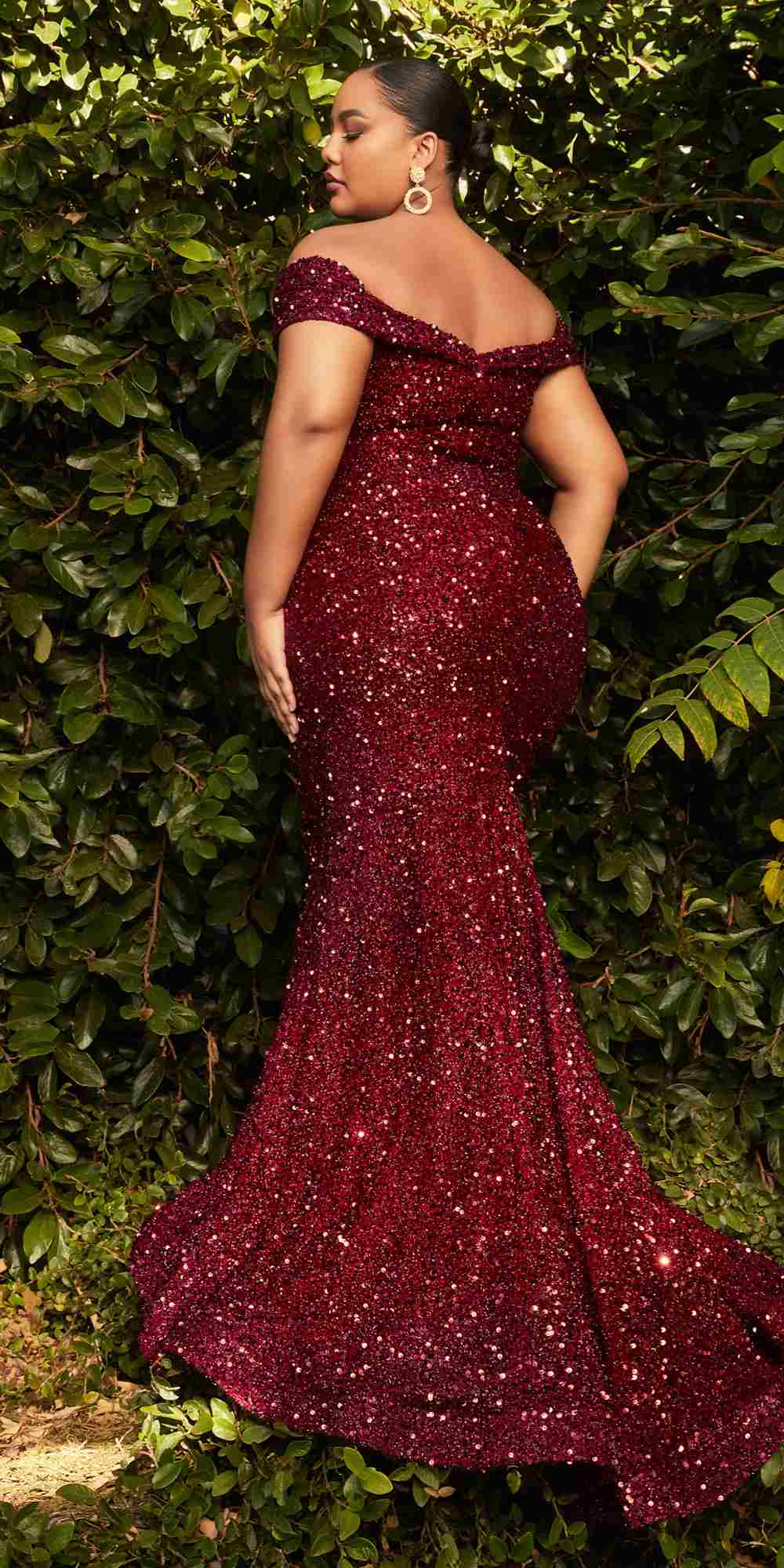 Cinderella Divine CD975 Long Off The Shoulder Sequin Mermaid Gown by DiscountDressShop