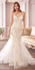 Cinderella Divine CDS401 Long Beaded Hourglass Mermaid Wedding Dress V-Neck by DiscountDressShop