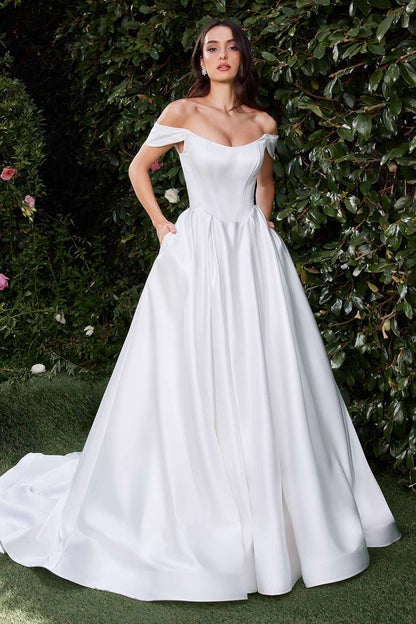Ladivine CDS513W Dress Off the Shoulder Soft Satin Bridal Ball Gown by DiscountDressShop