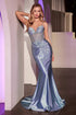 Ladivine CDS527 Dress Fitted Crystal Embellished Stretch Satin Prom Gown by DiscountDressShop