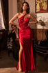 Ladivine CDS535 One Shoulder Satin Dress With Lace Applique by DiscountDressShop