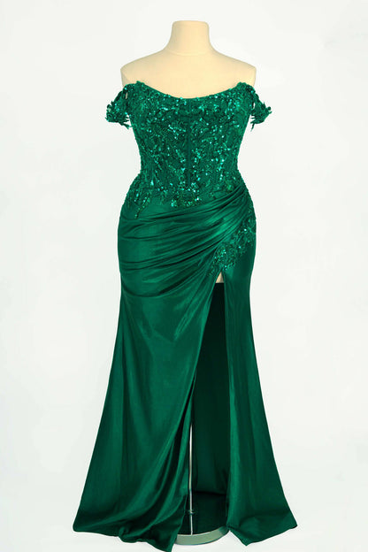 Ladivine CDS537C Off The Shoulder Lace &amp; Satin Curve Dress by DiscountDressShop