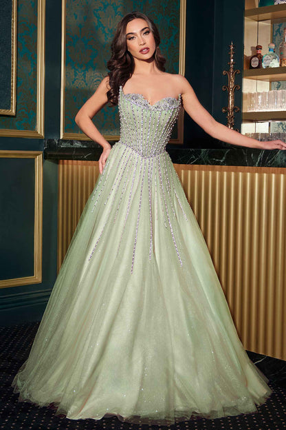Ladivine CDS541 Glitter A-Line Ball Gown Strapless Crystal Beaded by DiscountDressShop