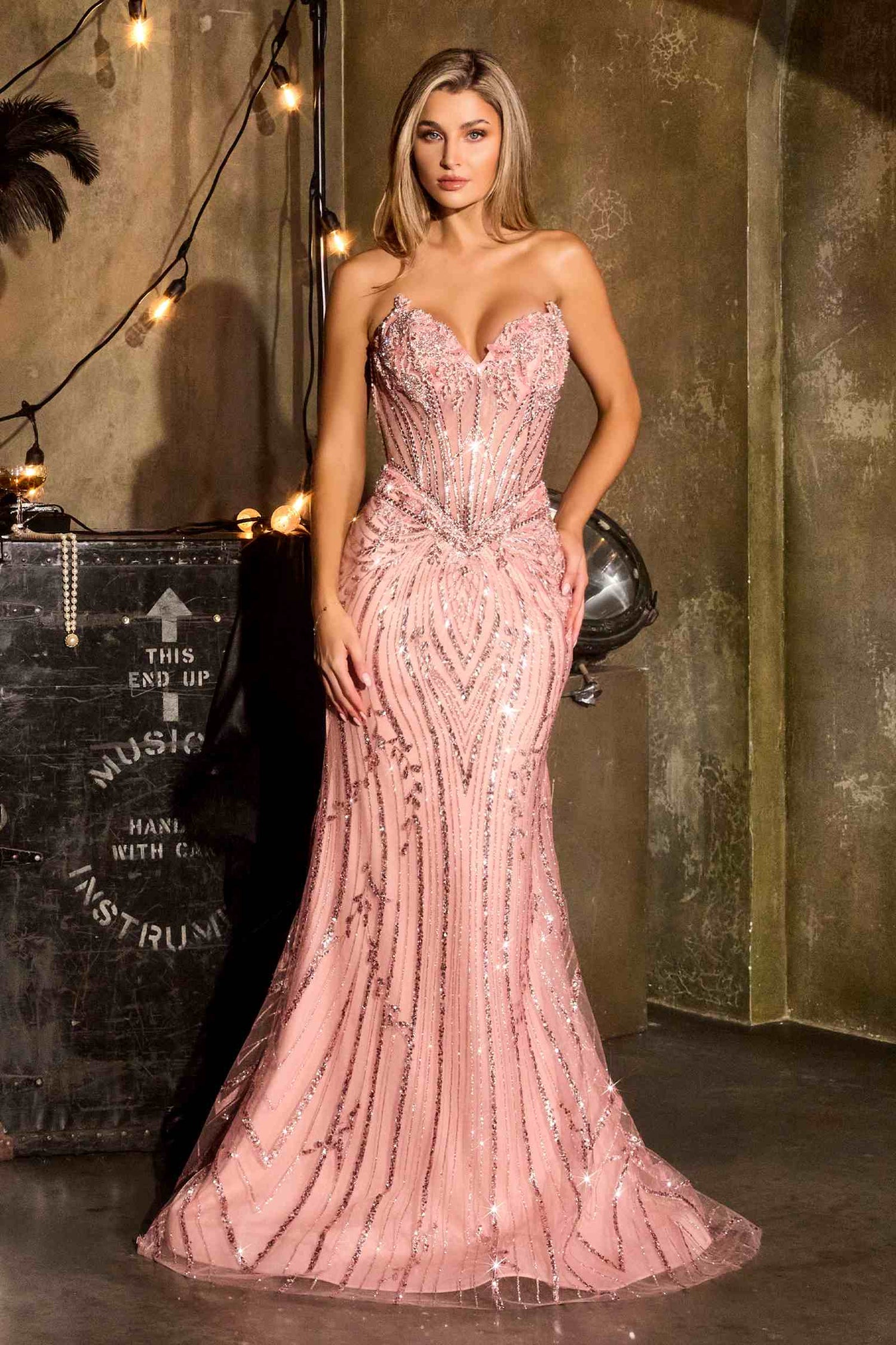 Ladivine CDS557 Fully Embellished Show Stopper Fitted Mermaid Gown by DiscountDressShop