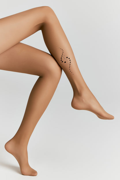 Fantasy Tights Conte Sheen - Flock and Rhinestone Applique