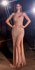 Cinderella Divine CF199 Long Slim & Sexy Gown Cowl Neckline Front Leg Slit by DiscountDressShop