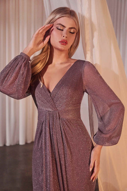Ladivine CK2141 Long Sleeve Sheath Draped Dress by DiscountDressShop