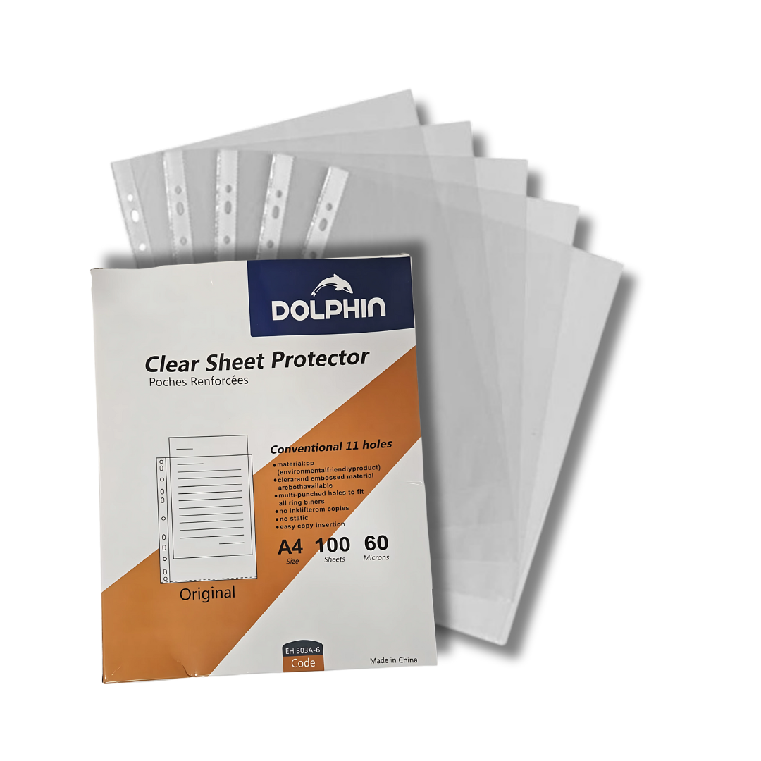 Dolphin Clear Sheet Protectors 100 Count A4 Size by Farmacias Savia