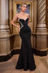 Ladivine CM365 Dress Black Crystal Strapless Fitted Gown by DiscountDressShop